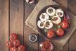 stockphotobakedchickenrollswithmushroomsandpaprikaonbrownplatetopview355479305.jpg